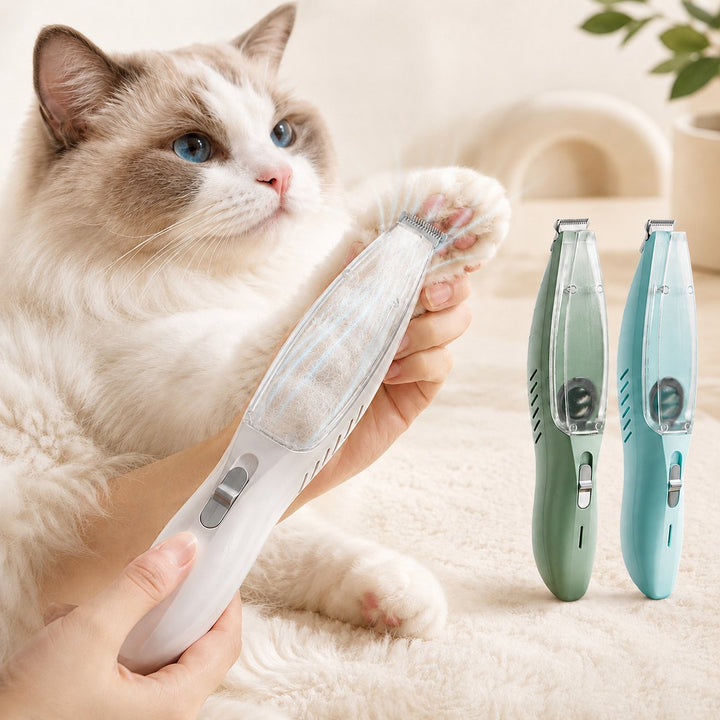 Pet Paw Trimmer with Built-In Vacuum for Cats & Dogs