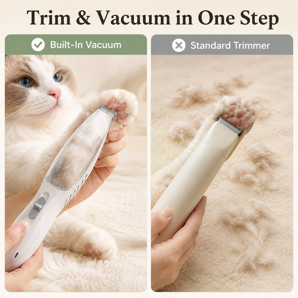 Pet Paw Trimmer with Built-In Vacuum for Cats & Dogs