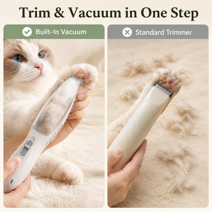 Pet Paw Trimmer with Built-In Vacuum for Cats & Dogs