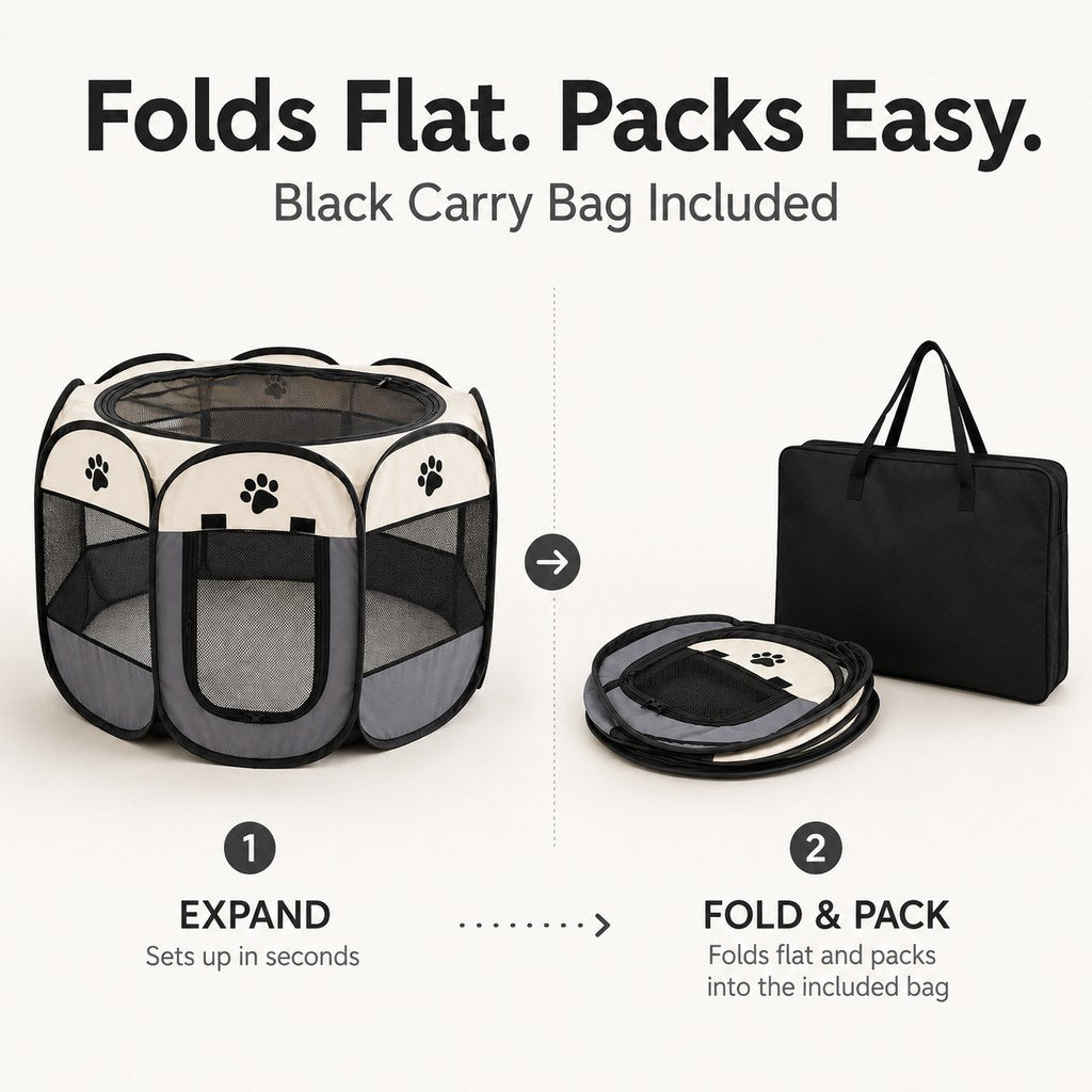 Portable Foldable Dog & Cat Playpen for Home, Travel & Camping