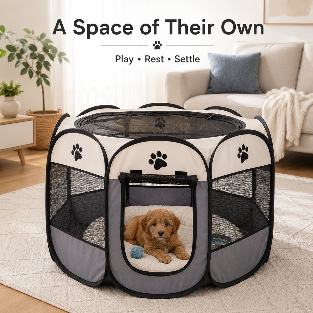 Portable Foldable Dog & Cat Playpen for Home, Travel & Camping