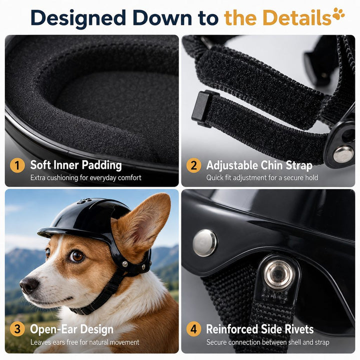 Lightweight Pet Protective Helmet for Car Rides & Outdoor Adventures