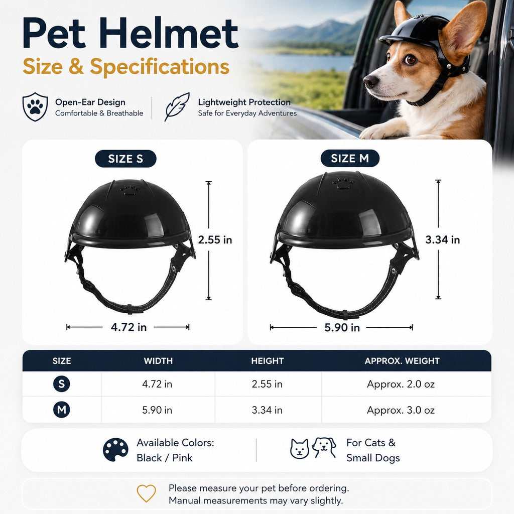 Lightweight Pet Protective Helmet for Car Rides & Outdoor Adventures