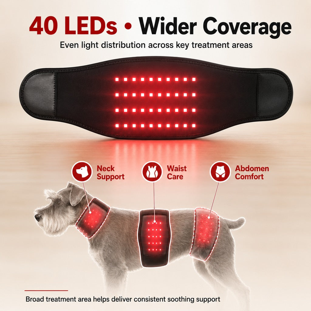Pet Red Light Therapy Belt for Dogs & Cats Neck, Waist & Abdomen Comfort Wrap