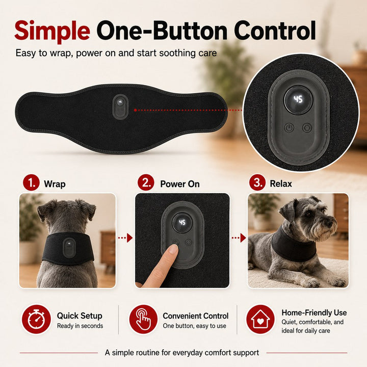 Pet Red Light Therapy Belt for Dogs & Cats Neck, Waist & Abdomen Comfort Wrap