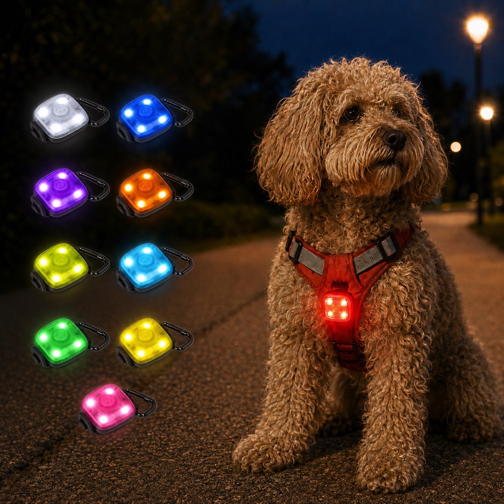 Clip-On Pet Safety Light for Night Walks | Helps Dogs & Cats Stay Visible After Dark