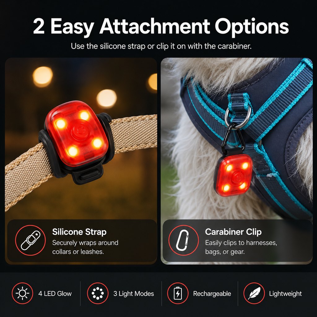 Clip-On Pet Safety Light for Night Walks | Helps Dogs & Cats Stay Visible After Dark