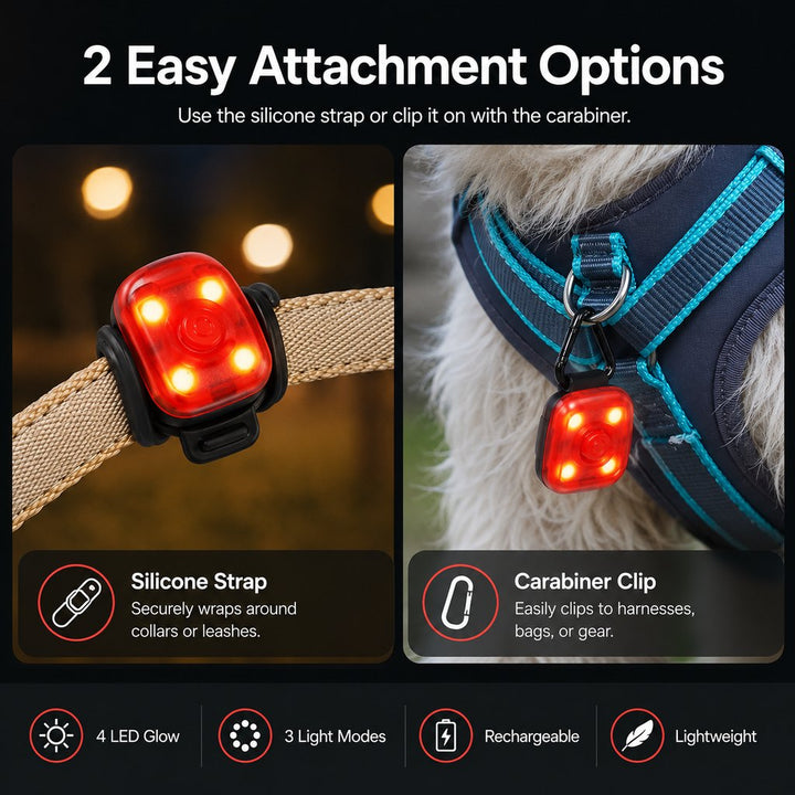 Clip-On Pet Safety Light for Night Walks | Helps Dogs & Cats Stay Visible After Dark