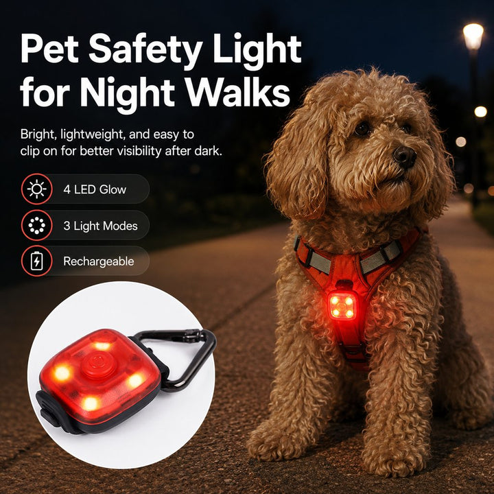Clip-On Pet Safety Light for Night Walks | Helps Dogs & Cats Stay Visible After Dark