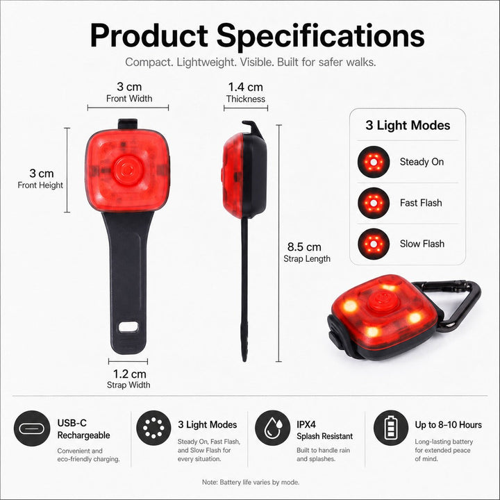 Clip-On Pet Safety Light for Night Walks | Helps Dogs & Cats Stay Visible After Dark