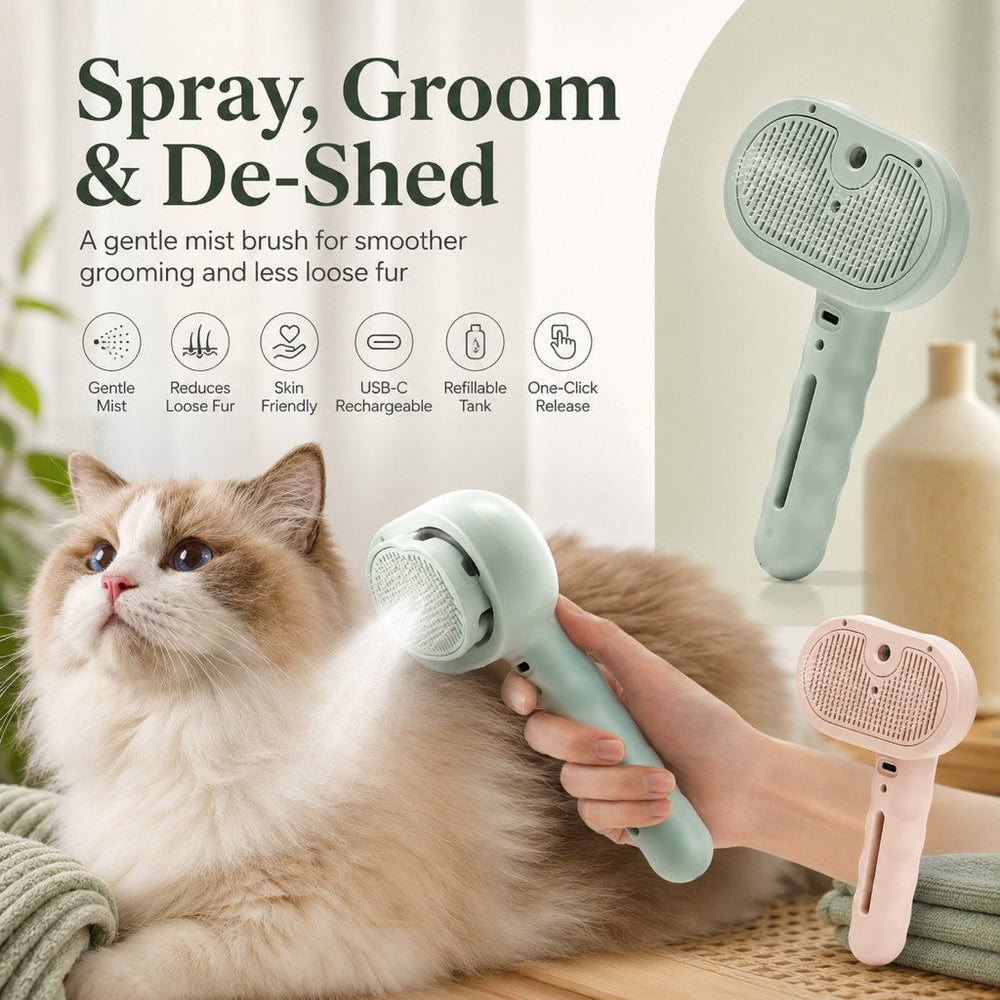 Pet Spray Grooming Brush for Cats & Dogs