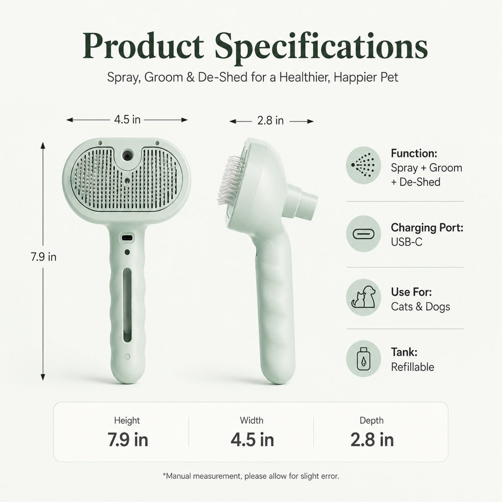Pet Spray Grooming Brush for Cats & Dogs