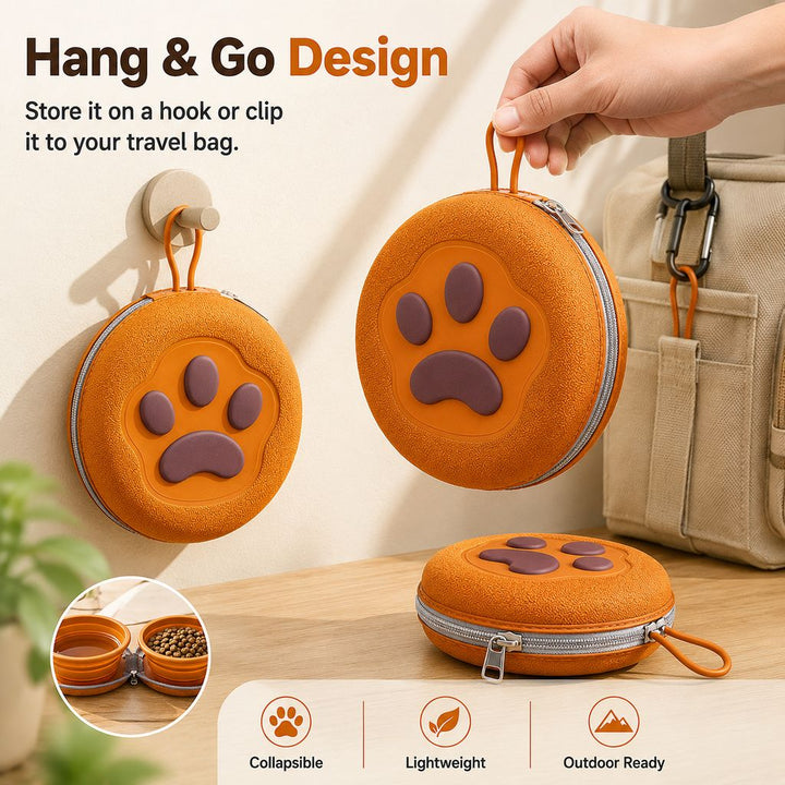 Paw-Shaped Collapsible Pet Travel Bowl Set for Walks, Camping & Road Trips