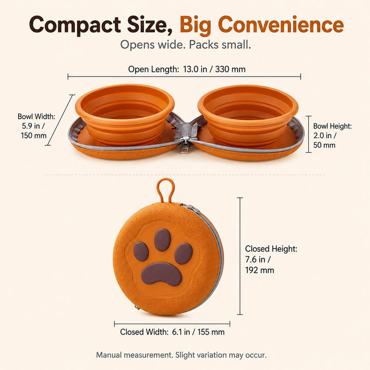 Paw-Shaped Collapsible Pet Travel Bowl Set for Walks, Camping & Road Trips