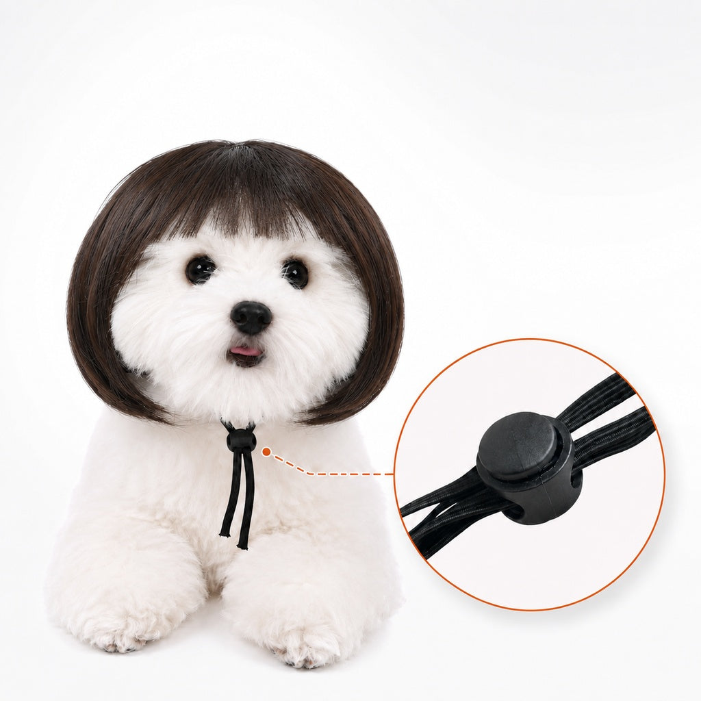 Funny Short Bob Pet Wig for Photos & Parties | Easy Costume Prop for Cats & Small Dogs