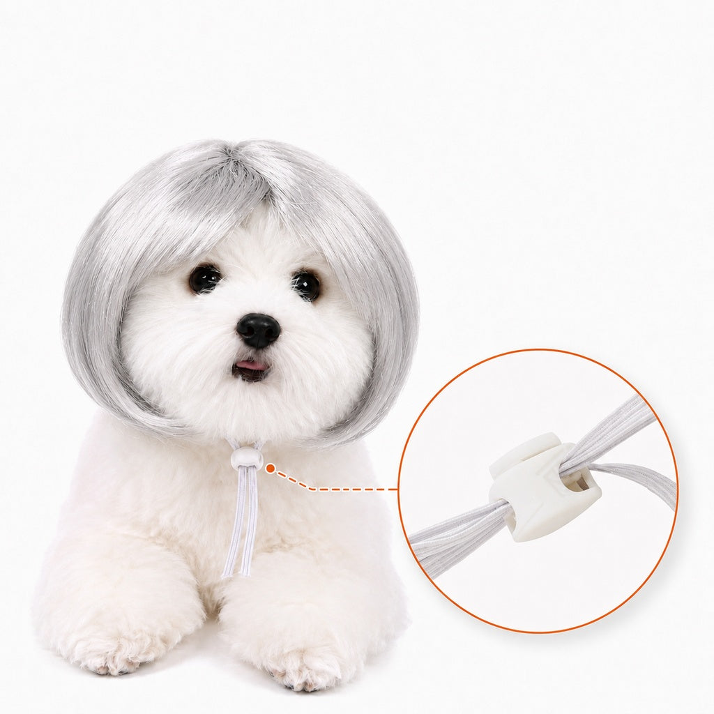 Funny Short Bob Pet Wig for Photos & Parties | Easy Costume Prop for Cats & Small Dogs