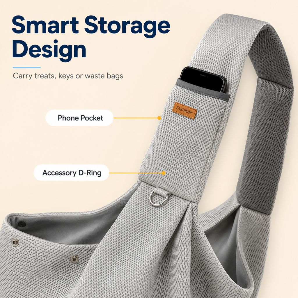 Crossbody Pet Sling Carrier for Small Dogs & Cats