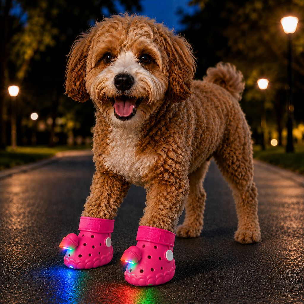 Step-Activated RGB Light-Up Dog Boots for Night Walks