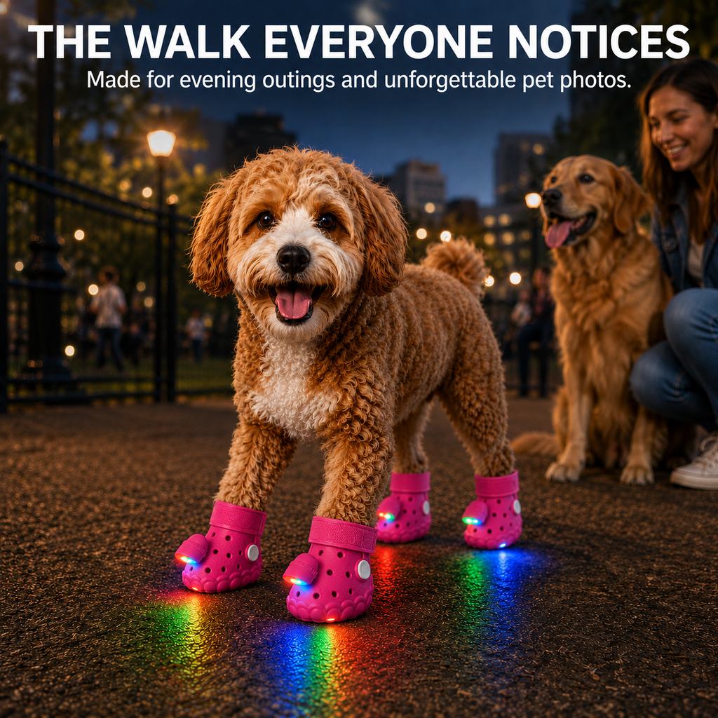 Step-Activated RGB Light-Up Dog Boots for Night Walks
