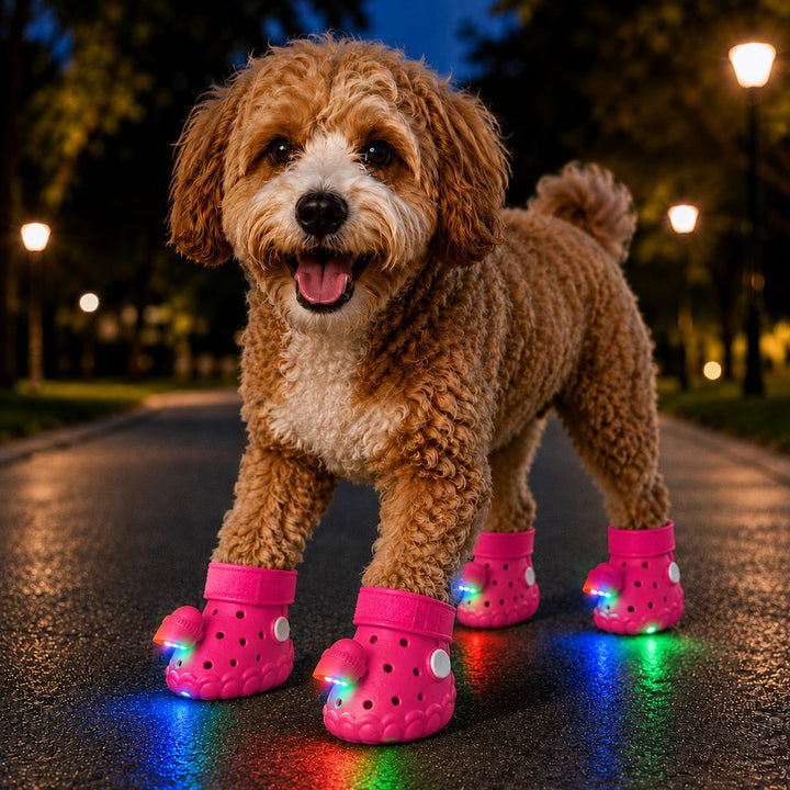 Step-Activated RGB Light-Up Dog Boots for Night Walks