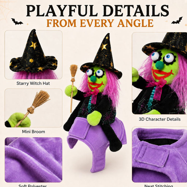 3D Witch Rider Halloween Pet Costume for Trick-or-Treating, Parties & Photos
