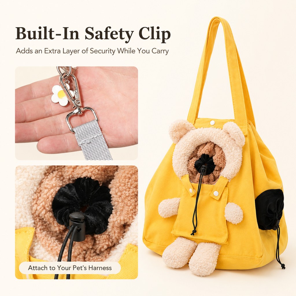 Plush Bear Cat Carrier Tote Bag