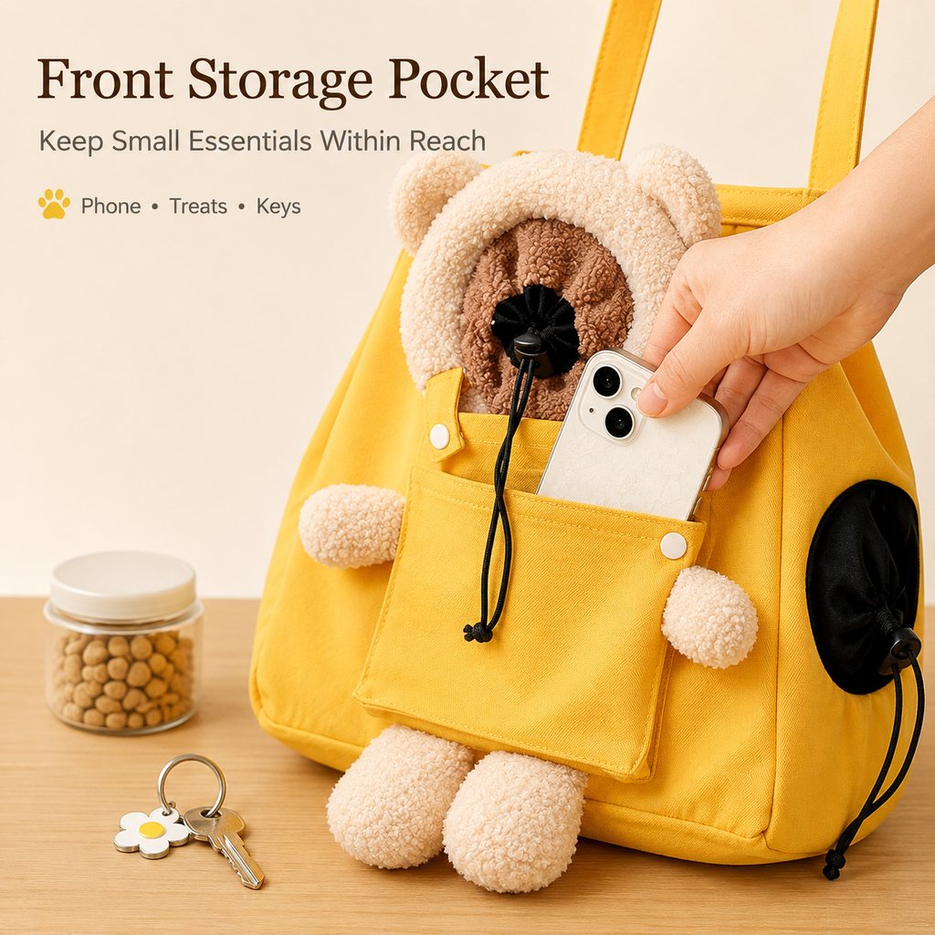Plush Bear Cat Carrier Tote Bag
