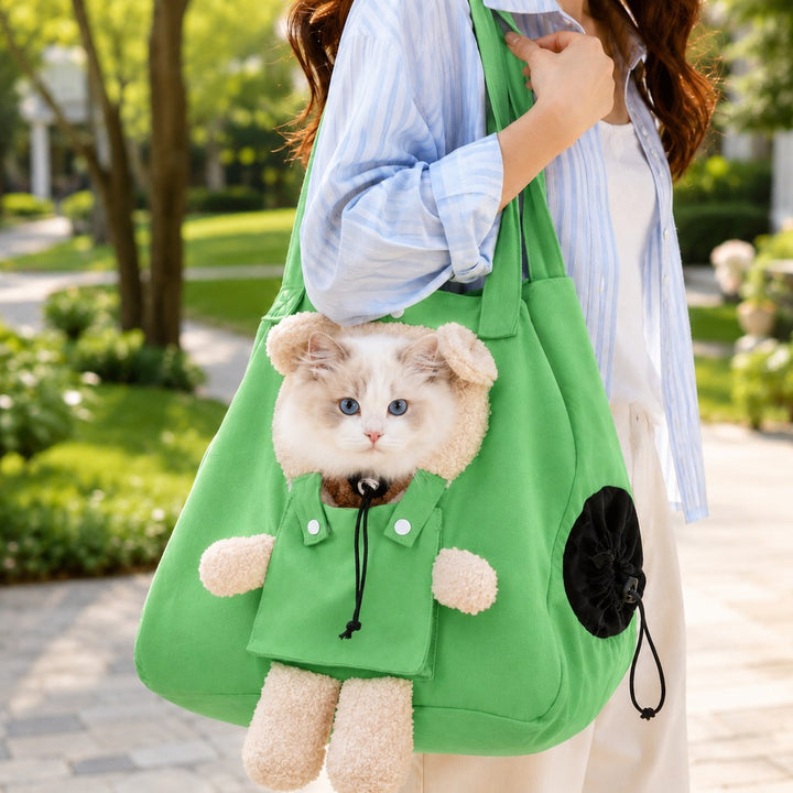 Plush Bear Cat Carrier Tote Bag