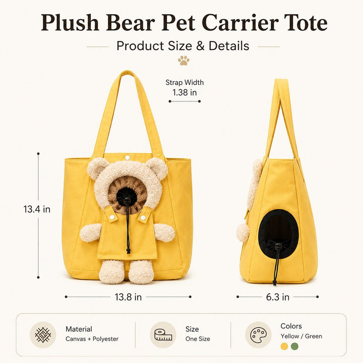 Plush Bear Cat Carrier Tote Bag