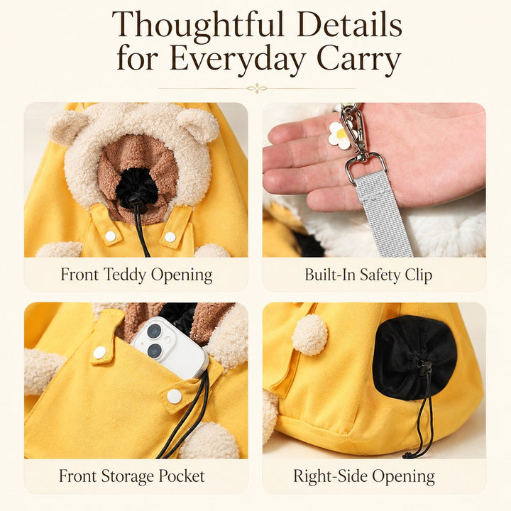 Plush Bear Cat Carrier Tote Bag