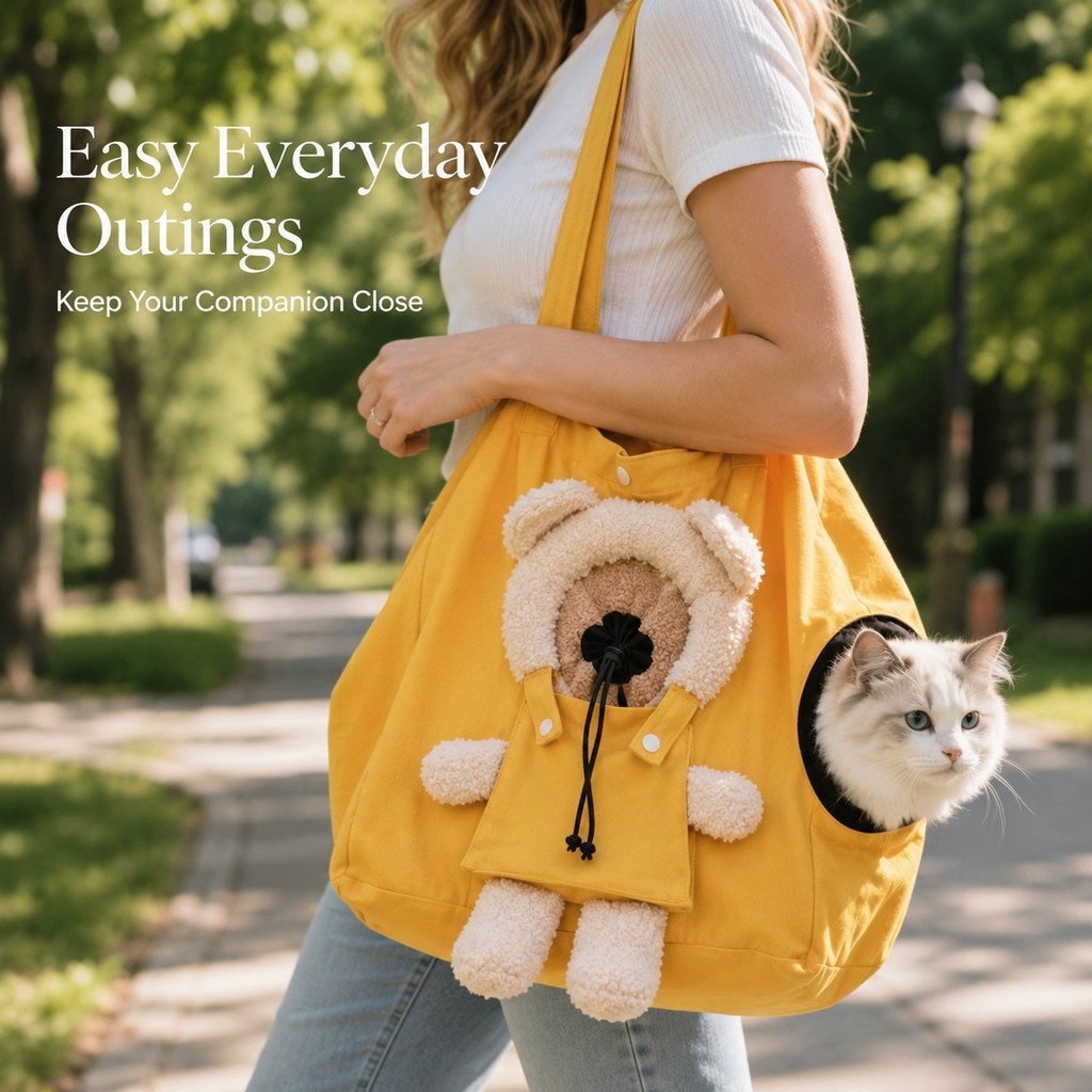 Plush Bear Cat Carrier Tote Bag