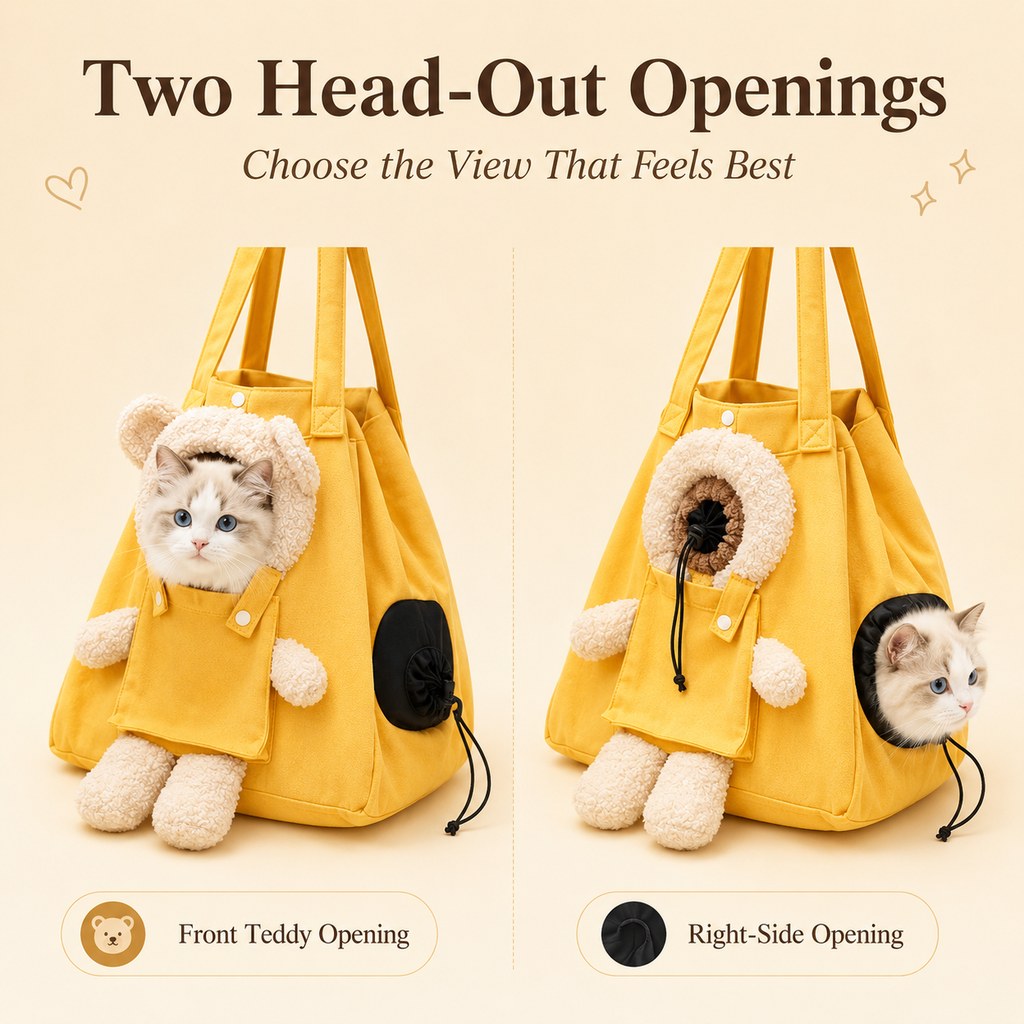 Plush Bear Cat Carrier Tote Bag