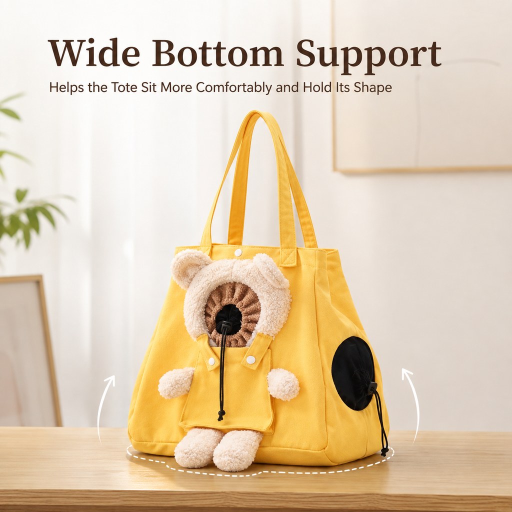 Plush Bear Cat Carrier Tote Bag