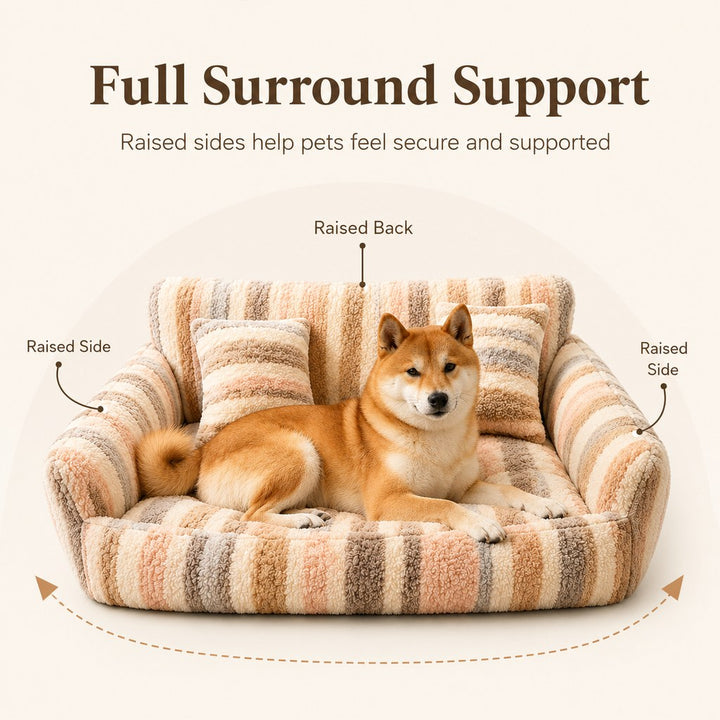 Cozy Plush Dog Sofa Bed for Living Rooms | Soft Bolstered Support for Everyday Naps