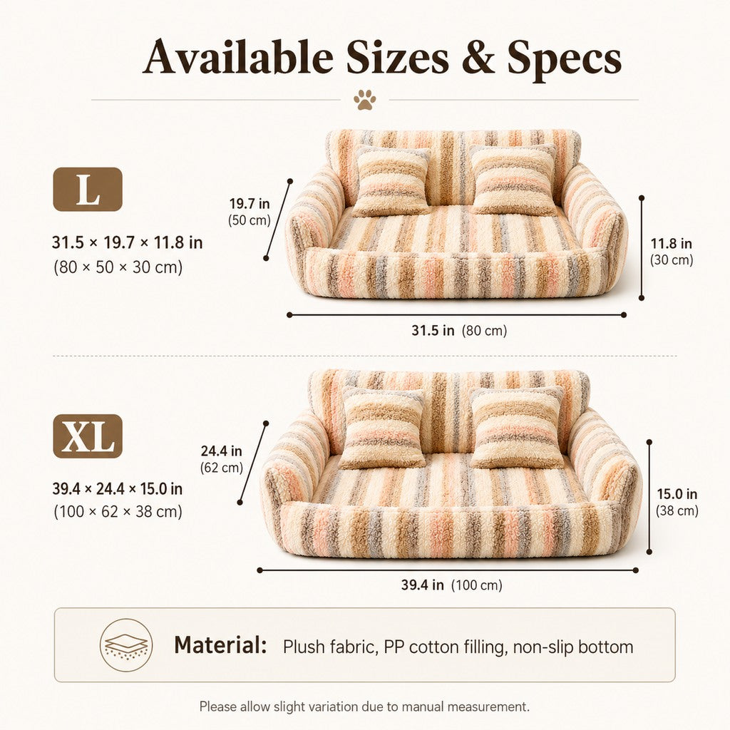 Cozy Plush Dog Sofa Bed for Living Rooms | Soft Bolstered Support for Everyday Naps