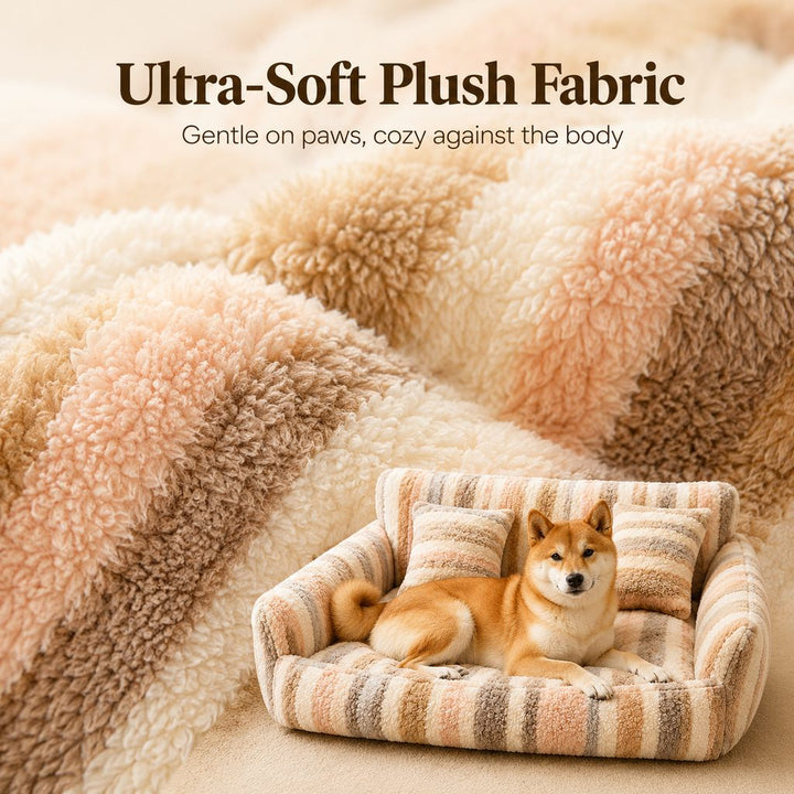Cozy Plush Dog Sofa Bed for Living Rooms | Soft Bolstered Support for Everyday Naps