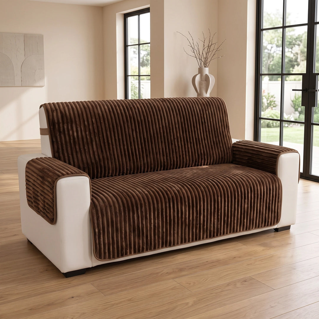 Plush Non Slip Sofa Cover with Ribbed Texture and Washable Design