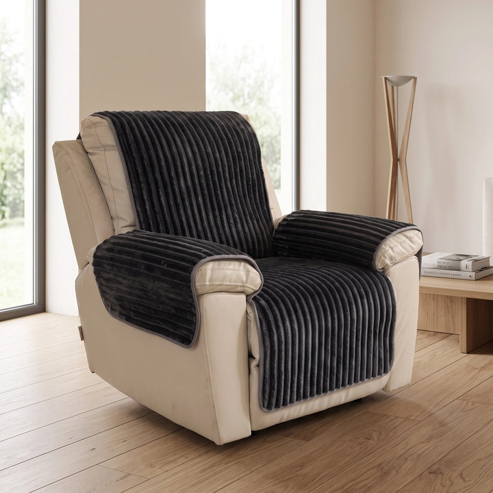 Plush Non Slip Sofa Cover with Ribbed Texture and Washable Design