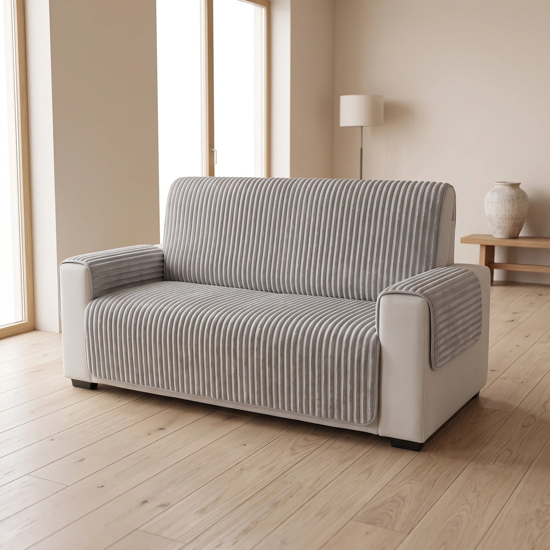 Plush Non Slip Sofa Cover with Ribbed Texture and Washable Design
