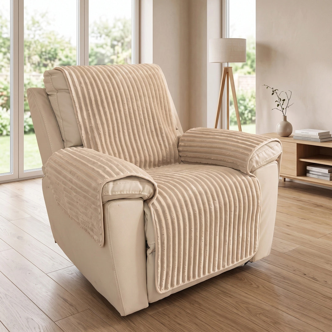 Plush Non Slip Sofa Cover with Ribbed Texture and Washable Design