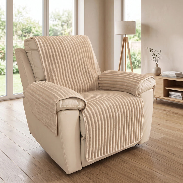 Plush Non Slip Sofa Cover with Ribbed Texture and Washable Design
