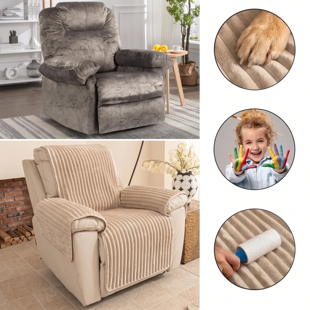 Plush Non Slip Sofa Cover with Ribbed Texture and Washable Design