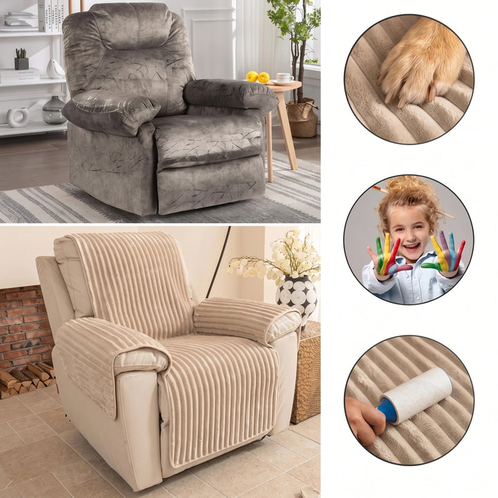 Plush Non Slip Sofa Cover with Ribbed Texture and Washable Design