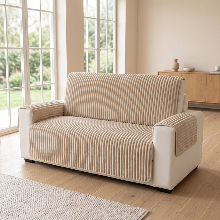 Plush Non Slip Sofa Cover with Ribbed Texture and Washable Design