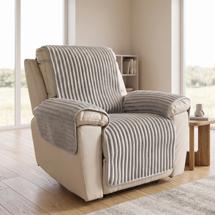 Plush Non Slip Sofa Cover with Ribbed Texture and Washable Design