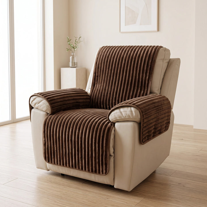 Plush Non Slip Sofa Cover with Ribbed Texture and Washable Design