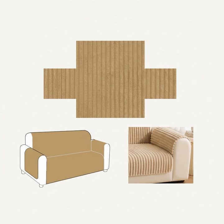 Plush Non Slip Sofa Cover with Ribbed Texture and Washable Design