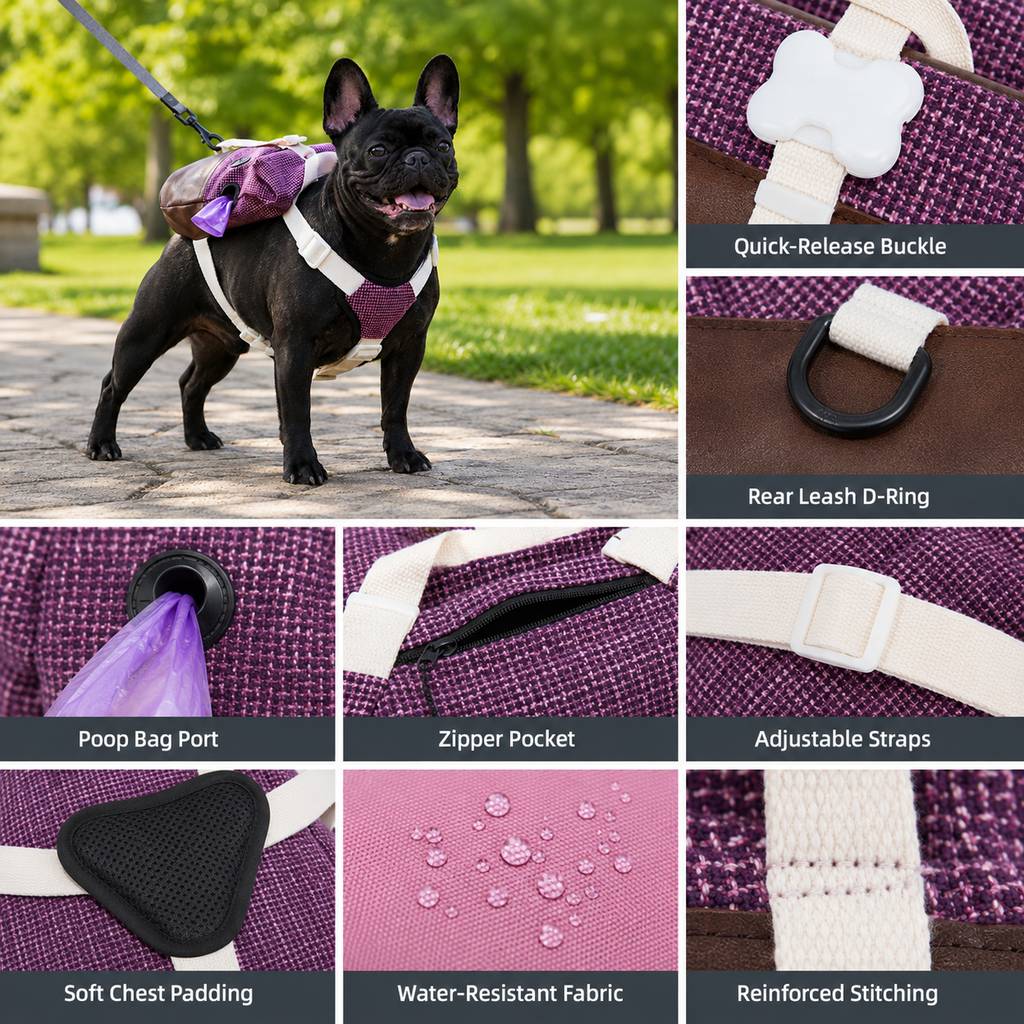 Frenchie Adventure Backpack Harness for Daily Walks