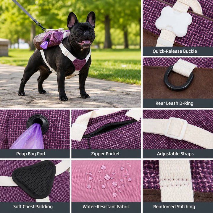 Frenchie Adventure Backpack Harness for Daily Walks