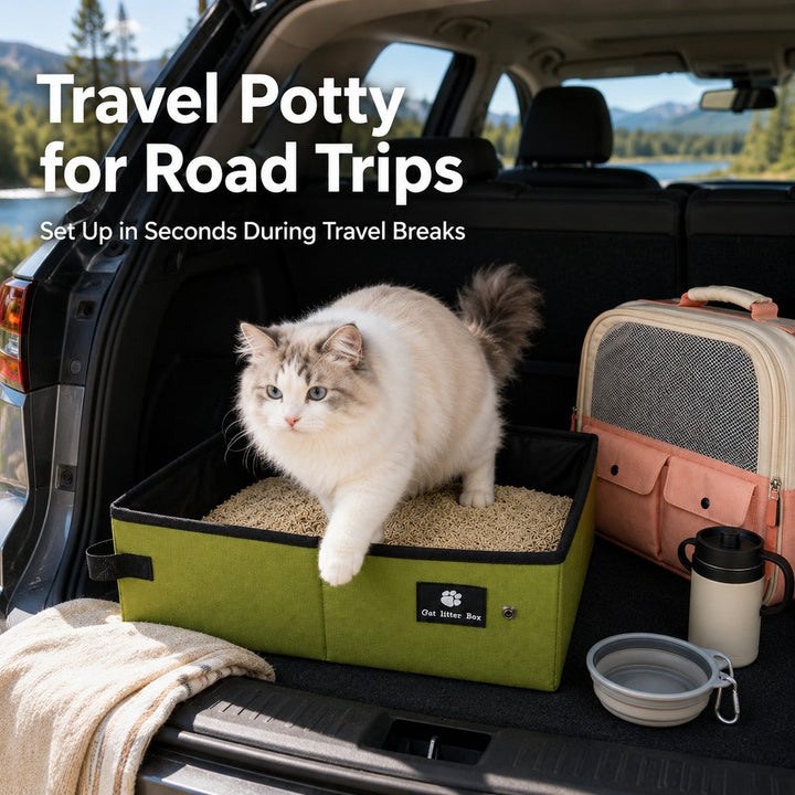 Portable Foldable Cat Litter Box for Road Trips, Hotels & RV Travel
